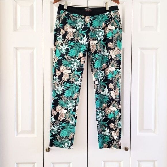 Scotch & Soda Maison Tropical Print Cigarette Crop Pants Size 2 - Picture 1 of 6